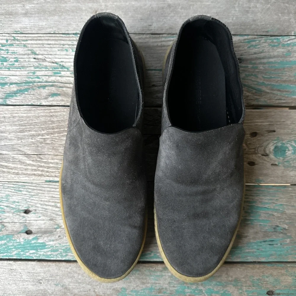 James Perse Loafers Men's Size 11 US Gray Suede Leather Slip On Platform Sole